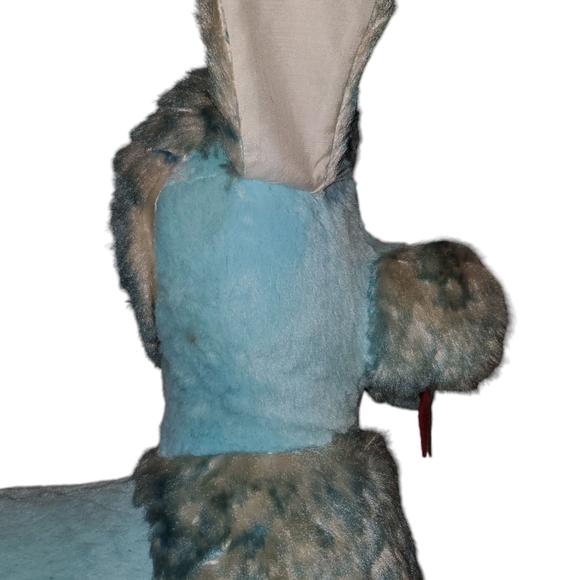 Amazing vintage plush blue poodle/childs chair with wooden legs. 22" high - Picture 8 of 14